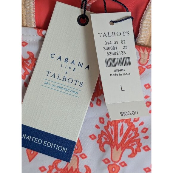 Talbots Cabana Life Embroidered Halter One Piece size L Tropical Beach UPF 50+ - Picture 10 of 14